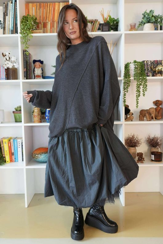 Paloma Pouf Layering Dress Charcoal
